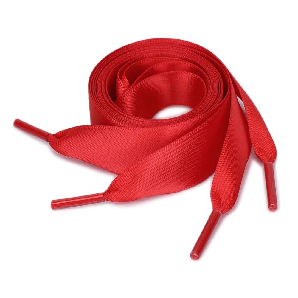 2 Pairs Satin Flat Ribbon Shoelaces Sneakers Canvas Shoestrings Red